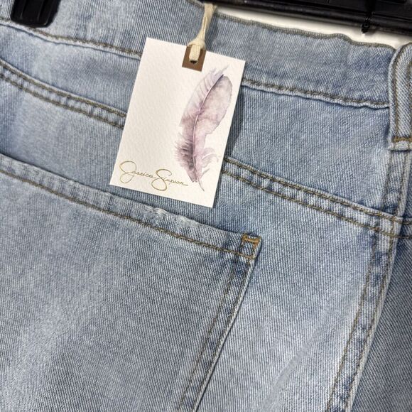 Jessica Simpson Boyfriend Jean Wide Leg Distressed Size 22W NWT Dearest Blue NWT - Picture 9 of 16
